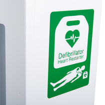 Features clearly identifiable defibrillator signage