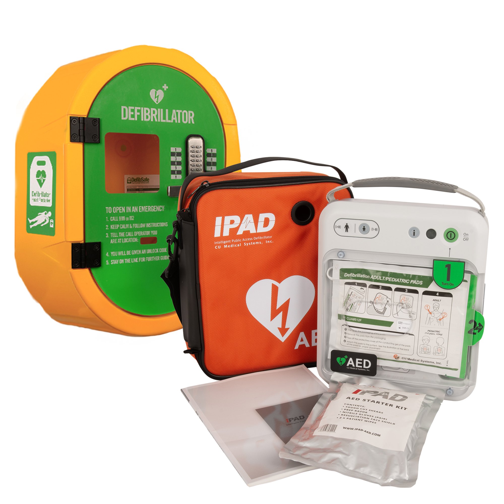 Image of the IPAD NFK200 Semi-Automatic Defibrillator with DefibSafe2 Cabinet